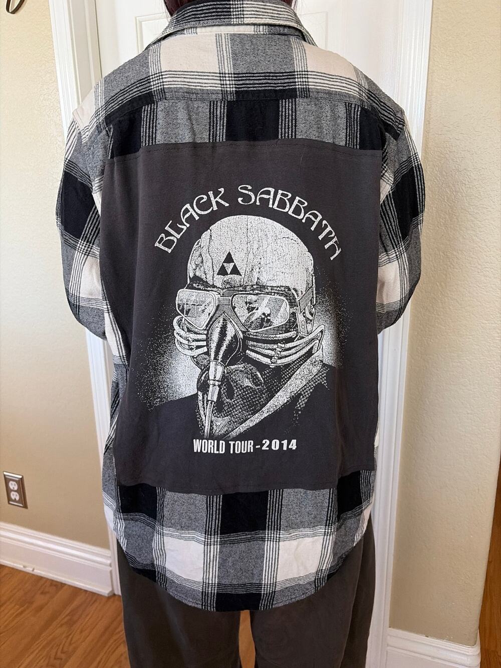 Black Sabbath Upcycled Flannel Shirt Unisex Size Large Tall LT